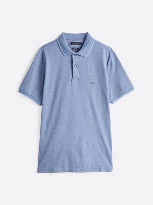 blue two-tone tipped regular fit polo for men tommy hilfiger