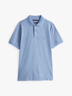 blue two-tone tipped regular fit polo for men tommy hilfiger