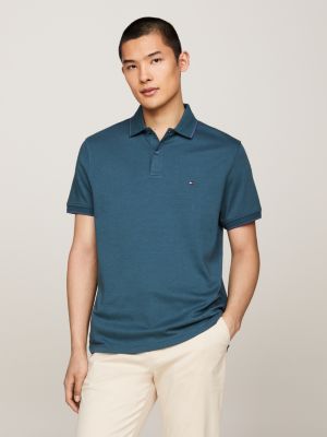 polo bitonal ribeteado de corte regular green de hombres tommy hilfiger