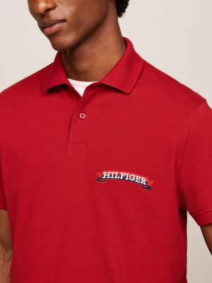 red hilfiger monotype scroll logo polo for men tommy hilfiger