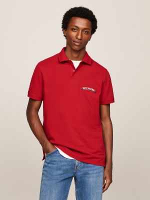 Polo a logo monotype Hilfiger et banniere Rouge Tommy Hilfiger