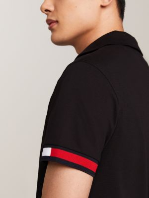 Polo de corte slim con logo Hilfiger Negro Tommy Hilfiger