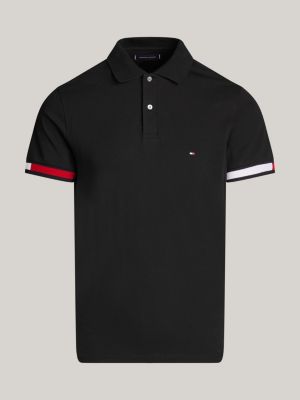 Hilfiger Flag Slim Fit Polo | Black | Tommy Hilfiger