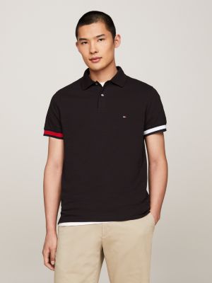 Polo de corte slim con logo Hilfiger Negro Tommy Hilfiger