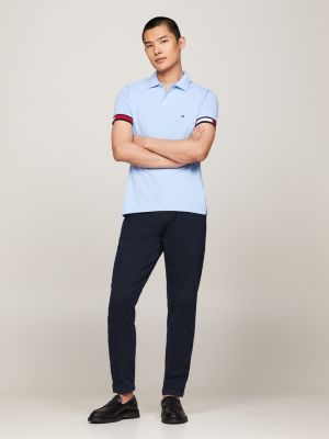 polo de corte slim con logo hilfiger blue de hombres tommy hilfiger