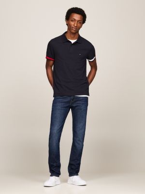 blue hilfiger flag slim fit polo for men tommy hilfiger