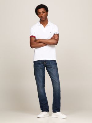 polo slim fit con bandierina bianco da uomini tommy hilfiger