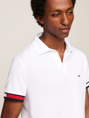 Slim fit polo met vlag Wit Tommy Hilfiger