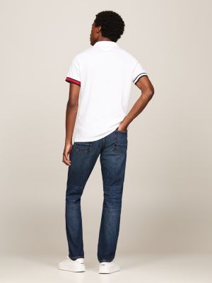 polo slim fit con bandierina bianco da uomini tommy hilfiger