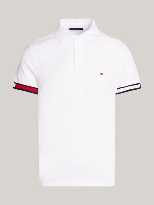 polo slim fit con bandierina bianco da uomini tommy hilfiger