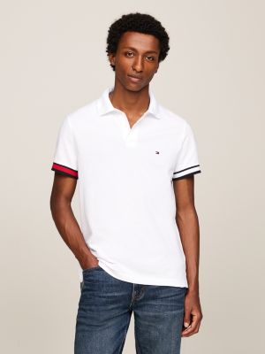 Hilfiger Flag Slim Fit Polo | White | Tommy Hilfiger