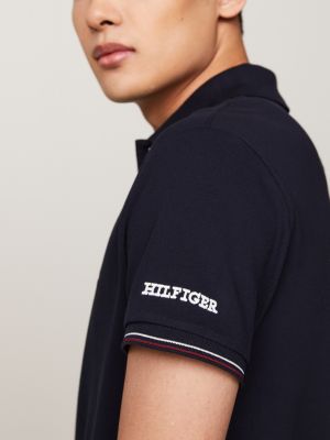 Slim Fit Poloshirt mit Kontrast-Knopfleiste | Blau | Tommy Hilfiger