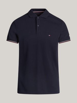 Slim Fit Poloshirt mit Kontrast-Knopfleiste | Blau | Tommy Hilfiger 