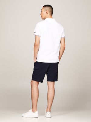 polo slim fit con abbottonatura a contrasto bianco da uomini tommy hilfiger