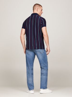 Regular Fit Poloshirt mit Längsstreifen | Blau | Tommy Hilfiger