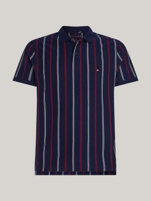 blauw regular fit polo met verticale streep voor heren - tommy hilfiger