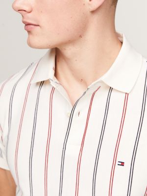 Polo regular de rayas verticales Blanco Tommy Hilfiger