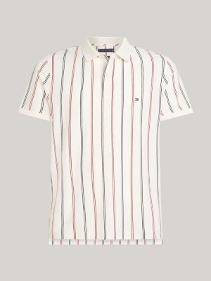 polo regular de rayas verticales blanco de hombres tommy hilfiger