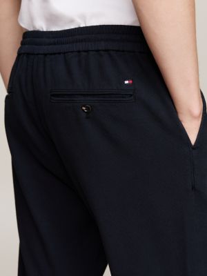 pantaloni chino affusolati con lacci in vita blu da uomini tommy hilfiger