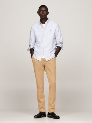 bruin bleecker slim chino van stretchkatoen voor heren - tommy hilfiger