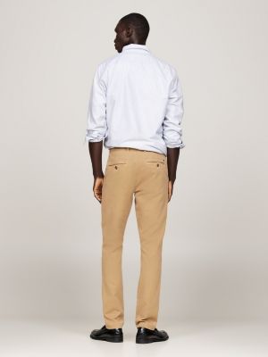 bruin bleecker slim chino van stretchkatoen voor heren - tommy hilfiger