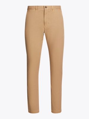 bruin bleecker slim chino van stretchkatoen voor heren - tommy hilfiger