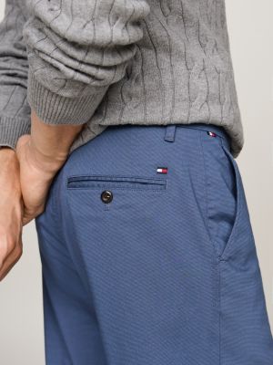 blue denton printed stretch cotton straight chinos for men tommy hilfiger