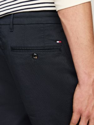 pantaloni chino denton straight fit in cotone blu da uomini tommy hilfiger