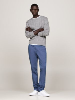 pantaloni chino bleecker slim fit in cotone stretch blu da uomini tommy hilfiger