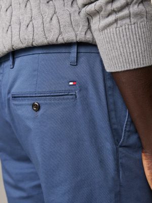 pantaloni chino bleecker slim fit in cotone stretch blu da uomini tommy hilfiger