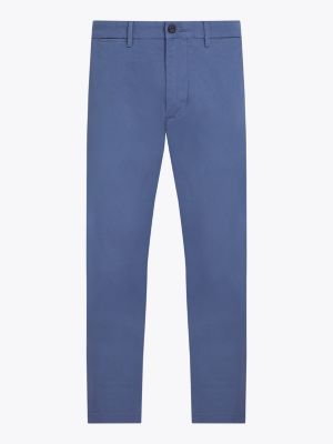 pantaloni chino bleecker slim fit in cotone stretch blu da uomini tommy hilfiger