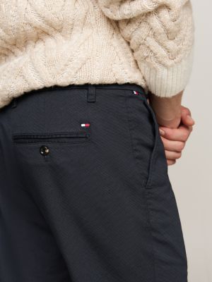 pantalón chino de algodón estampado bleecker azul de hombres tommy hilfiger