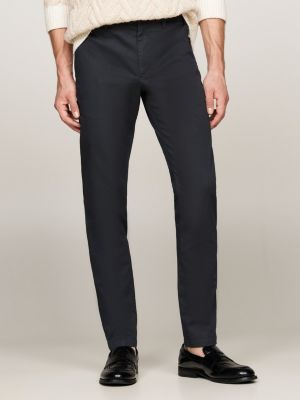 pantalón chino de algodón estampado bleecker azul de hombres tommy hilfiger