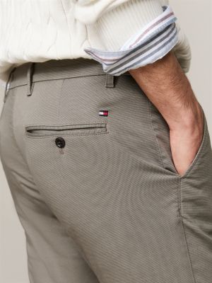 chino slim bleecker en coton stretch imprimé gris pour hommes tommy hilfiger