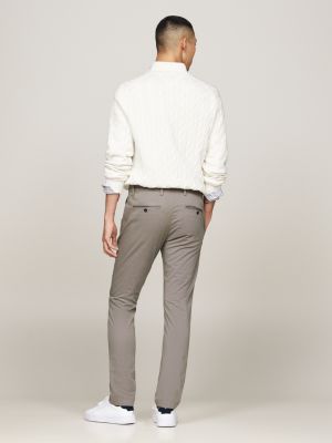 grey bleecker stretch cotton printed slim chinos for men tommy hilfiger