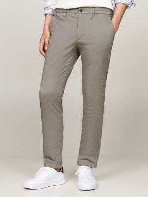 chino slim bleecker en coton stretch imprimé gris pour hommes tommy hilfiger