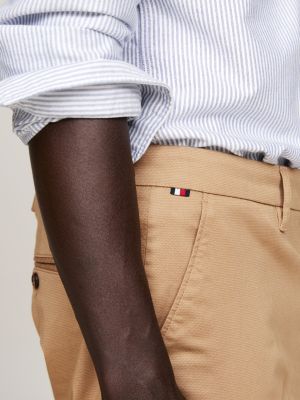 pantaloni chino bleecker slim fit in cotone stretch khaki da uomini tommy hilfiger