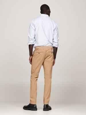 khaki bleecker stretch cotton printed slim chinos for men tommy hilfiger