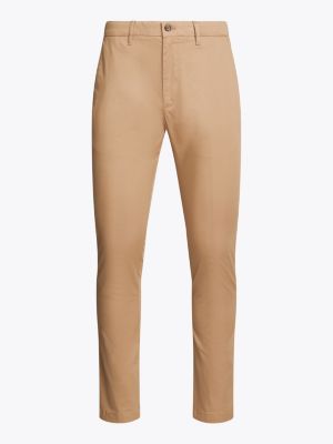 pantaloni chino bleecker slim fit in cotone stretch khaki da uomini tommy hilfiger