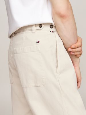 chino fuselé en sergé teint en plongée beige pour hommes tommy hilfiger