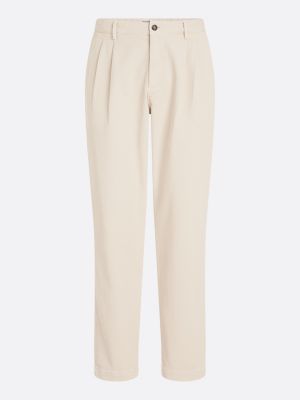 chino fuselé en sergé teint en plongée beige pour hommes tommy hilfiger