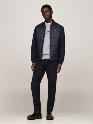 blue water repellent thermal bomber jacket for men tommy hilfiger