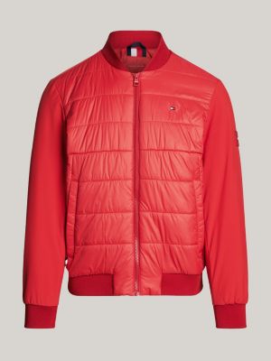 cazadora bomber térmica y repelente al agua roja de hombres tommy hilfiger