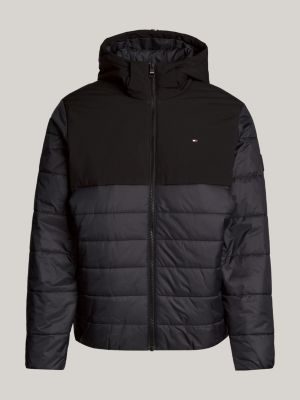 black water repellent thermal hooded jacket for men tommy hilfiger