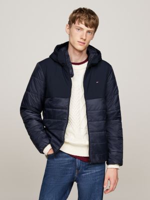 veste à capuche thermique déperlante bleu pour hommes tommy hilfiger