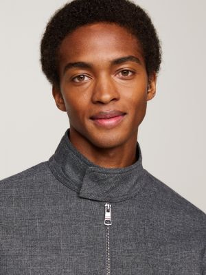 Smart Casual Prince Of Wales Check Harrington Jacket Grey Tommy