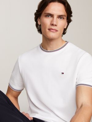 white signature tipped t-shirt for men tommy hilfiger