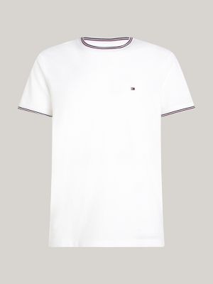 white signature tipped t-shirt for men tommy hilfiger