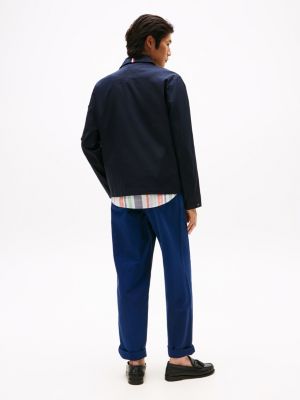 blauw performance shirtjack met rubberen logopatch voor heren - tommy hilfiger