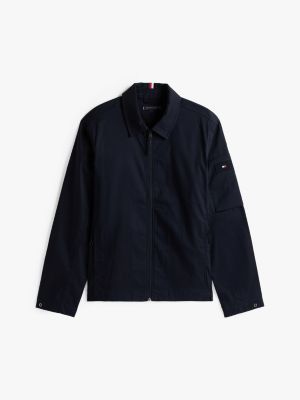 blauw performance shirtjack met rubberen logopatch voor heren - tommy hilfiger